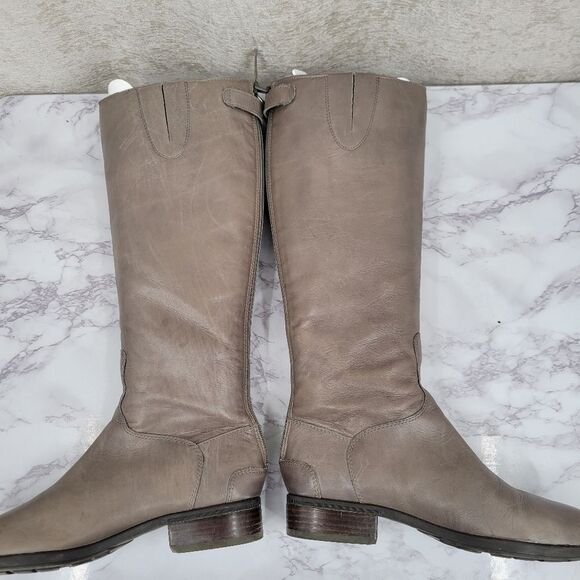 Sam Edelman Women's Penny Boot Size 7 Tall Gray Leather Knee High Riding Boots - Picture 8 of 15